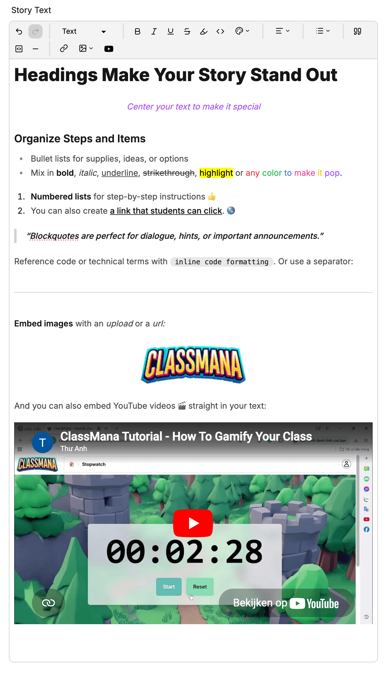 Przykład edytora tekstu sformatowanego
