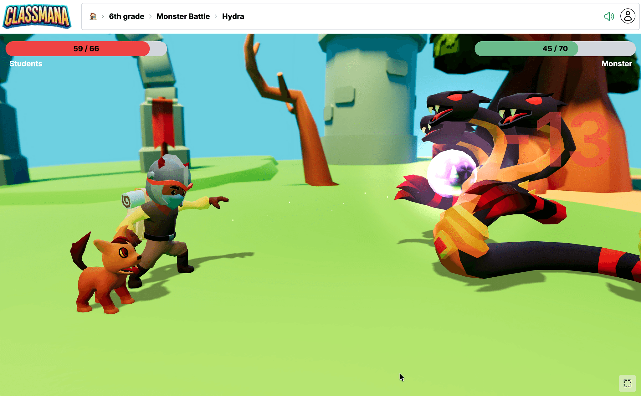 ClassMana Monster Battle — uczniowie pokonują potwory, odpowiadając prawidłowo na pytania