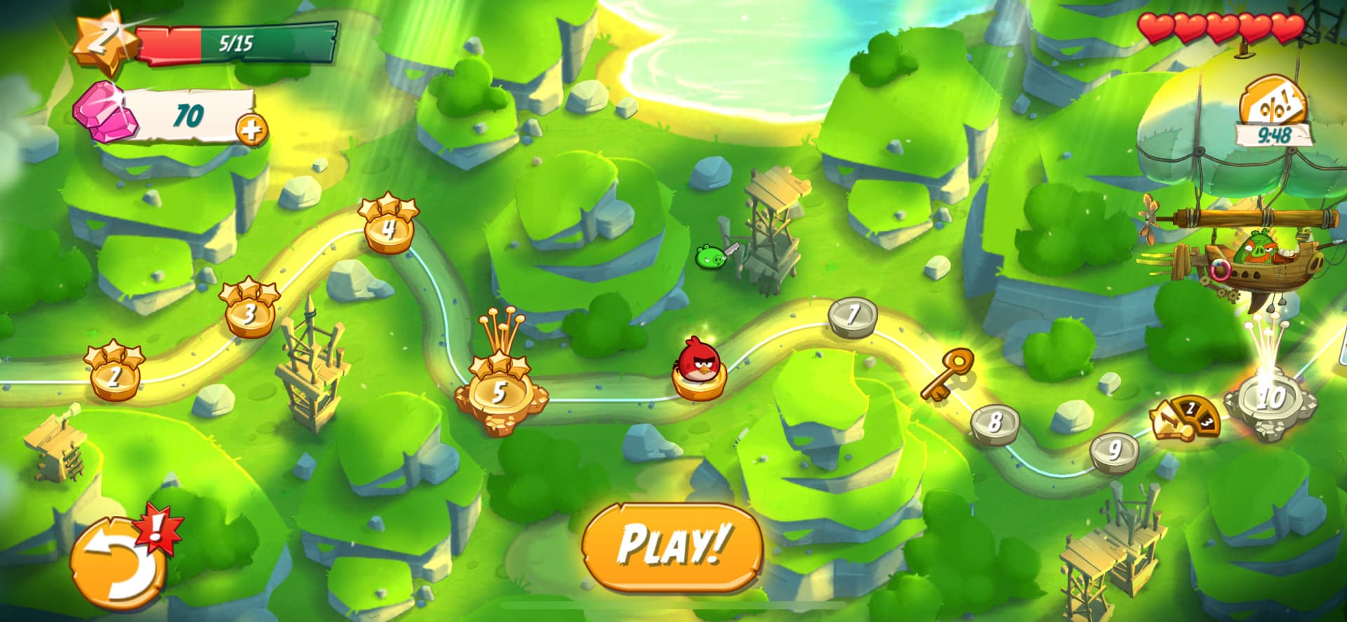 Progresja poziomów w Angry Birds